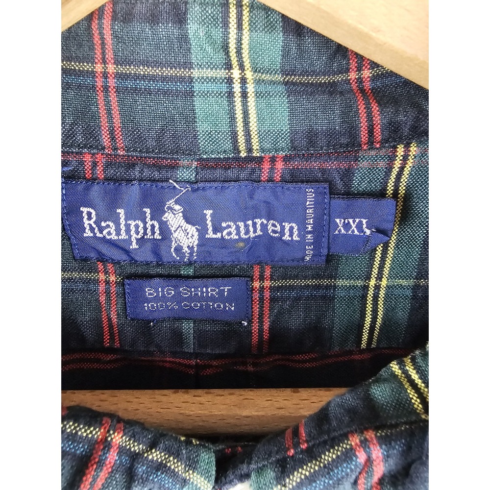 Vintage 90s Ralph Lauren The Big Shirt Mens 2XL Heavy Flannel Tartan Plaid - Picture 6 of 13